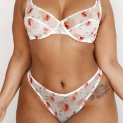 Lounge Underwear Floral Mesh Balcony Bra (Set) - White Bügel-BH Sets 17 Lounge Underwear Floral Mesh Balcony Bra (Set) - White Bügel-BH Sets