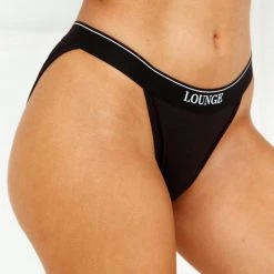 Lounge Underwear String Und Slip Bamboo Minimal Triangle Briefs - Black
