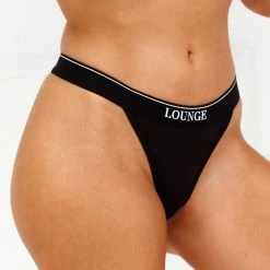 Lounge Underwear String Und Slip Bamboo Minimal Triangle Thong - Black