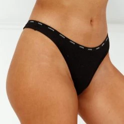 Lounge Underwear String Und Slip So Soft Ribbed Thong - Black 8 Lounge Underwear String Und Slip So Soft Ribbed Thong - Black