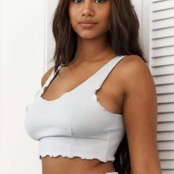 Lounge Underwear Ruffle Pyjama Cami Top - Frost Schlaf 13 Lounge Underwear Ruffle Pyjama Cami Top - Frost Schlaf