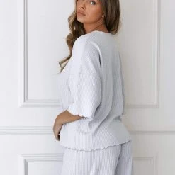 Lounge Underwear Soft Waffle Pyjama Top - Frost Schlaf 9 Lounge Underwear Soft Waffle Pyjama Top - Frost Schlaf