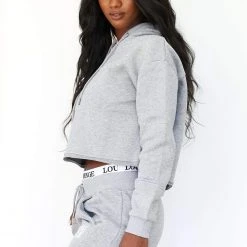 Lounge Underwear Cropped Hoodie - Grey Tops Und Hoodys 9 Lounge Underwear Cropped Hoodie - Grey Tops Und Hoodys
