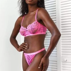 Lounge Underwear Blossom Balcony Bra (Set) - Hot Pink