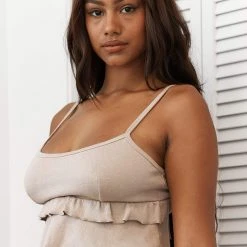 Lounge Underwear Frill Pyjama Cami Top - Mink Schlaf 16 Lounge Underwear Frill Pyjama Cami Top - Mink Schlaf