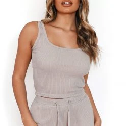 Lounge Underwear Luxury Ribbed Top (Set) - Mink 14 Lounge Underwear Luxury Ribbed Top (Set) - Mink