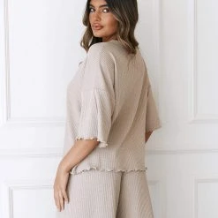 Lounge Underwear Soft Waffle Pyjama Top - Mink 9 Lounge Underwear Soft Waffle Pyjama Top - Mink