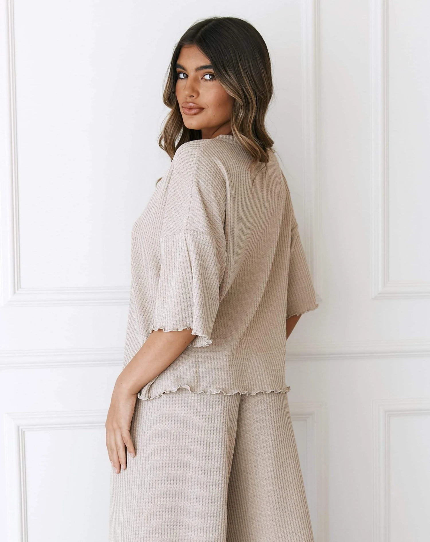 Lounge Underwear Soft Waffle Pyjama Top - Mink 5 Lounge Underwear Soft Waffle Pyjama Top - Mink