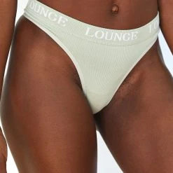 Lounge Underwear String Und Slip Seamless Thong - Olive