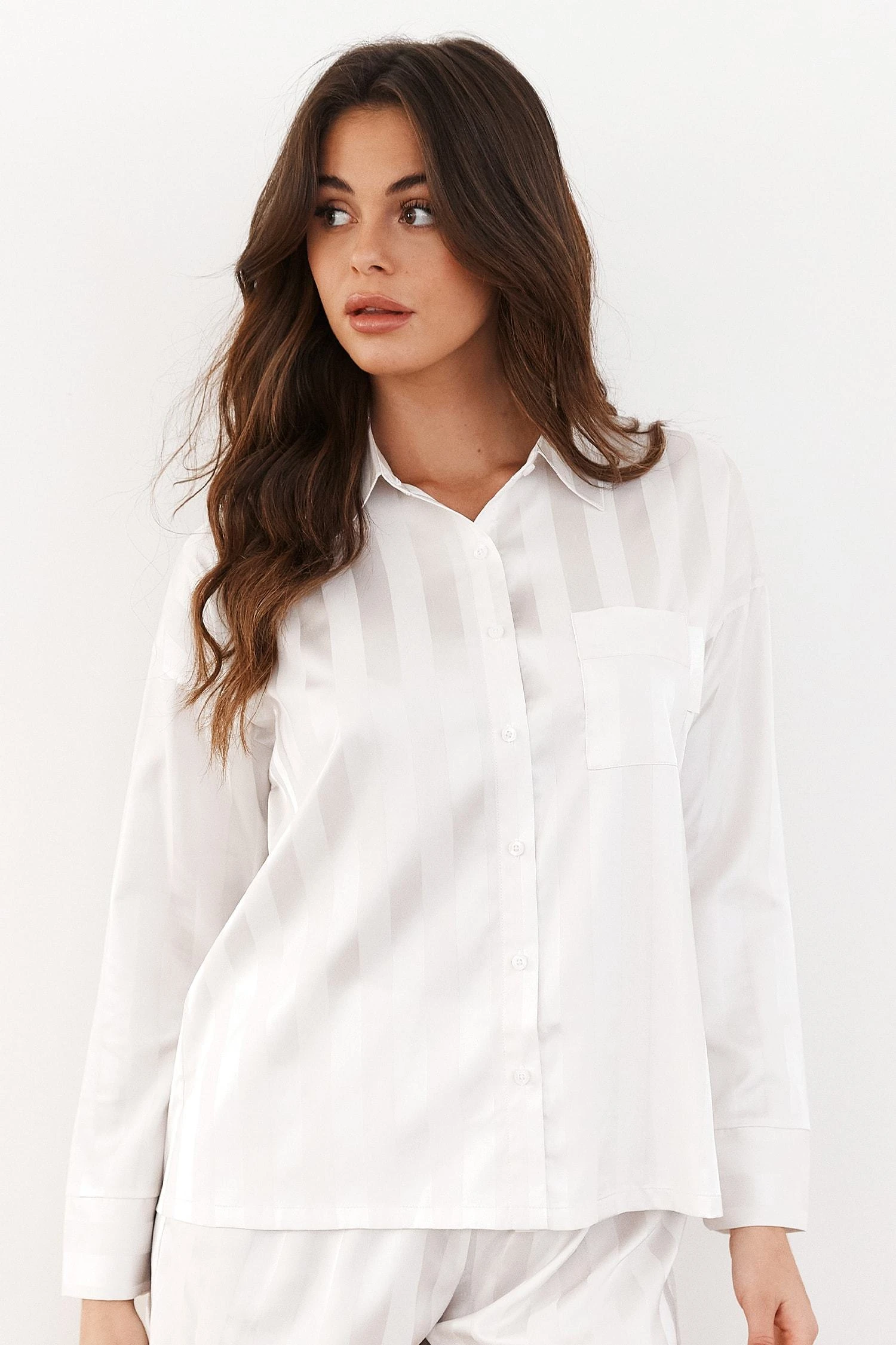 Lounge Underwear Striped Satin Pyjama Shirt - Pearl 6 Lounge Underwear Striped Satin Pyjama Shirt - Pearl