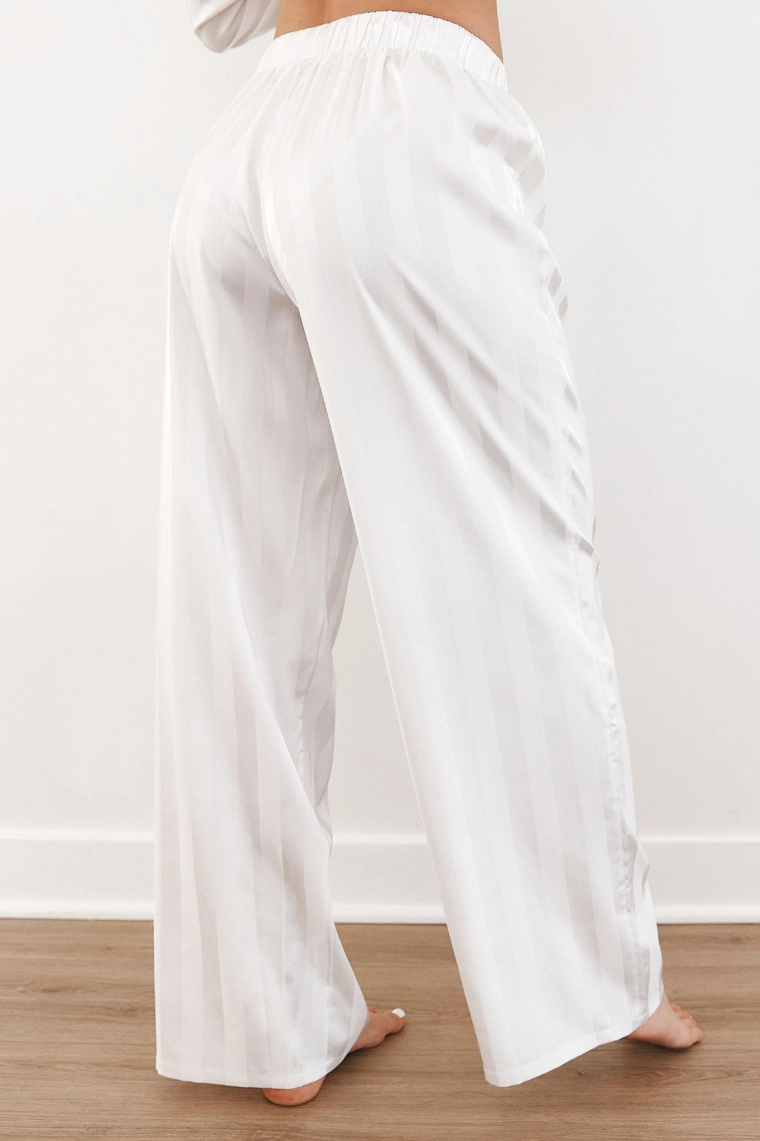 Lounge Underwear Schlaf Striped Satin Pyjama Trousers - Pearl 4 Lounge Underwear Schlaf Striped Satin Pyjama Trousers - Pearl