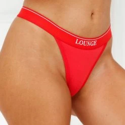 Lounge Underwear Outlet Bamboo Minimal Triangle Thong - Red