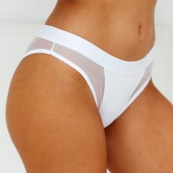 Lounge Underwear Contour Mesh Briefs - White String Und Slip