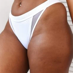 Lounge Underwear String Und Slip Contour Mesh Thong - White
