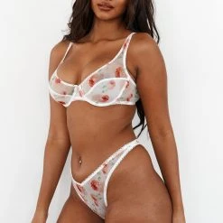 Lounge Underwear Floral Mesh Balcony Bra (Set) - White Bügel-BH Sets 12 Lounge Underwear Floral Mesh Balcony Bra (Set) - White Bügel-BH Sets