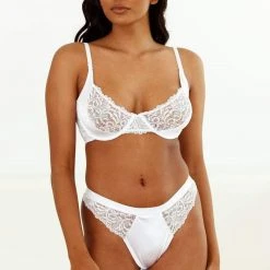 Lounge Underwear Outlet Silk Balcony Bra (Set) - White