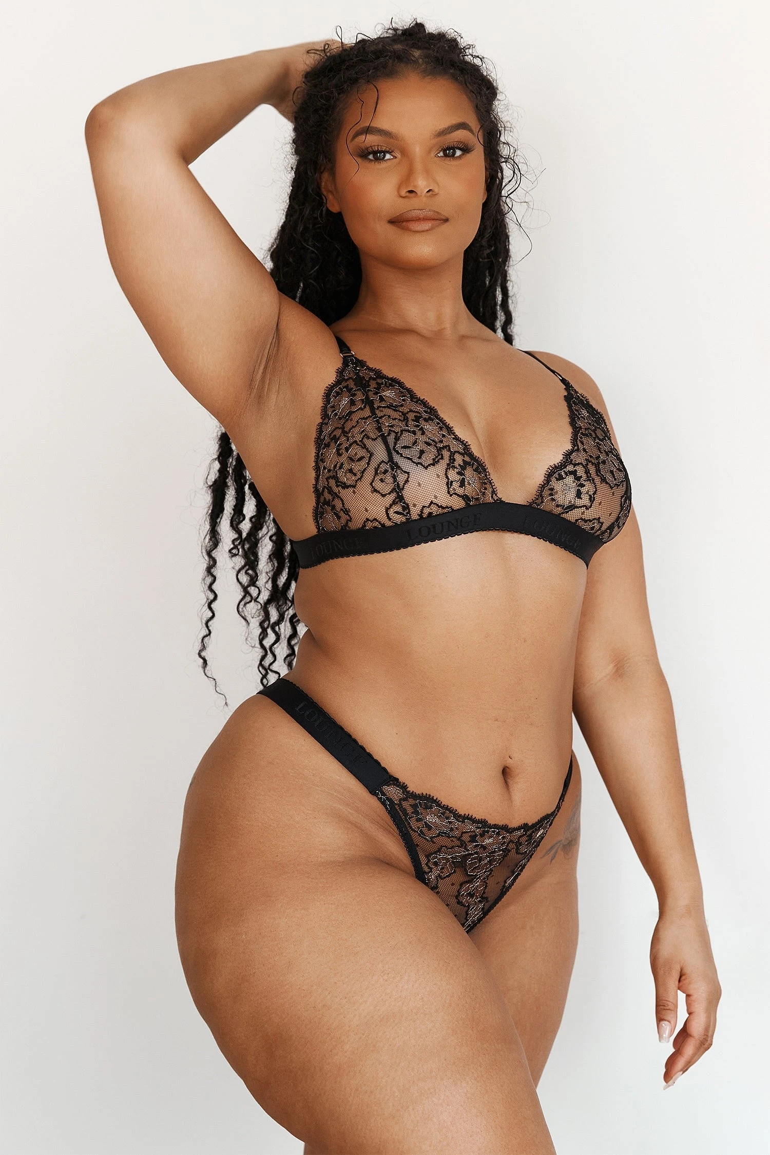 Lounge Underwear Embroidered Triangle Bra (Set) - Black 9 Lounge Underwear Embroidered Triangle Bra (Set) - Black