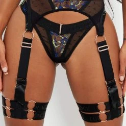 Lounge Underwear Vita Intimates Thong & Suspender Belt (Set) - Black Alle Einkaufen