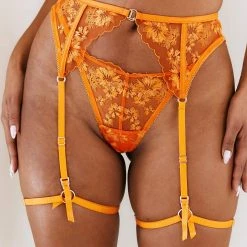 Lounge Underwear Ava Intimates Thong & Suspender Belt (Set) - Orange
