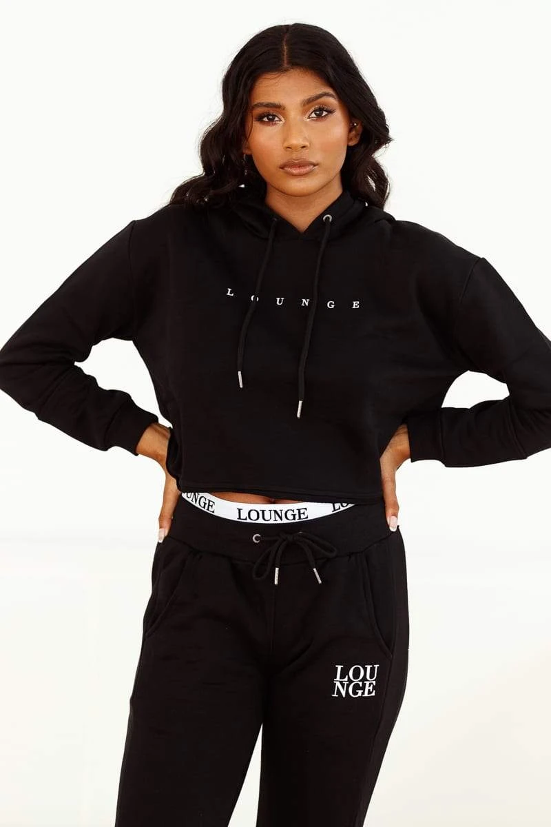 Lounge Underwear Tops Und Hoodys Cropped Hoodie - Black 3 Lounge Underwear Tops Und Hoodys Cropped Hoodie - Black
