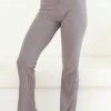 Lounge Underwear Outlet Ribbed Flared Trousers (Set) - Charcoal 2 Lounge Underwear Outlet Ribbed Flared Trousers (Set) - Charcoal