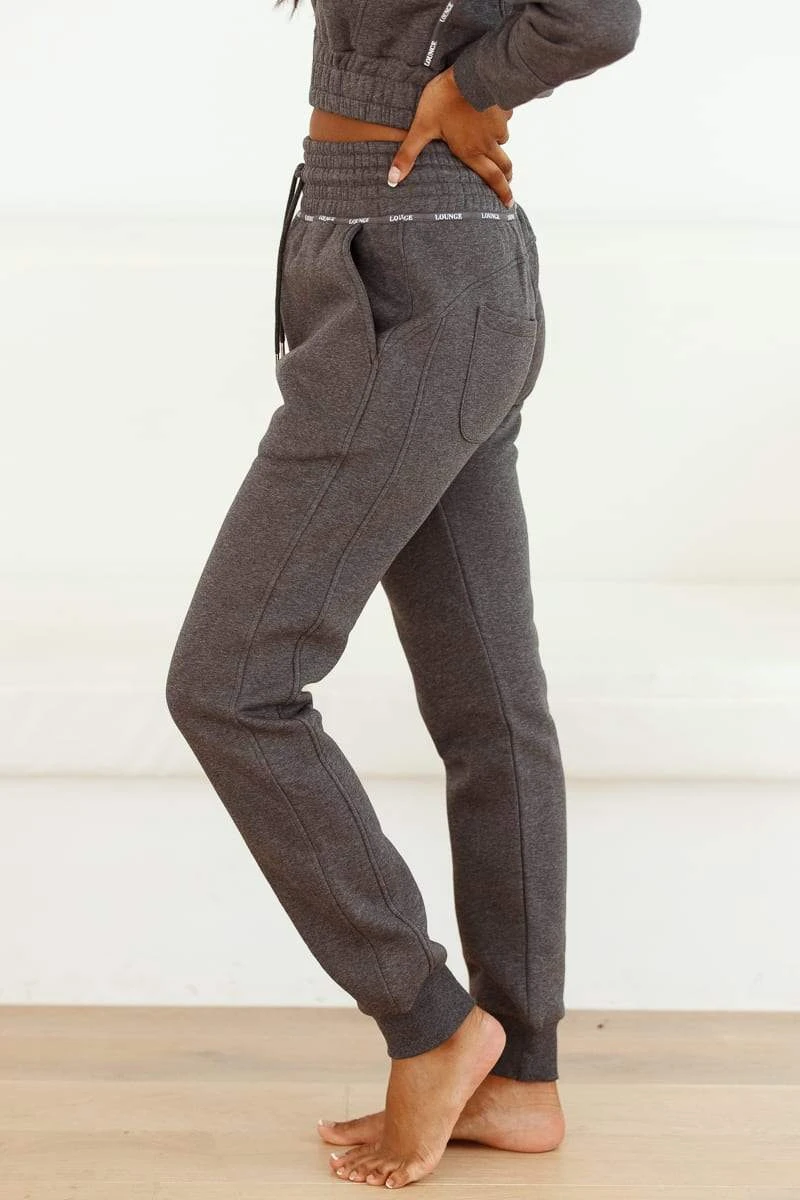 Lounge Underwear Outlet Outlet High Waisted Scrunchie Joggers - Charcoal 4 Lounge Underwear Outlet Outlet High Waisted Scrunchie Joggers - Charcoal