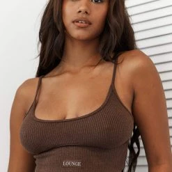 Lounge Underwear Ribbed Crop Top - Chocolate Leggings Sets 11 Lounge Underwear Ribbed Crop Top - Chocolate Leggings Sets