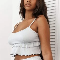 Lounge Underwear Frill Pyjama Cami Top - Frost Bestsellers