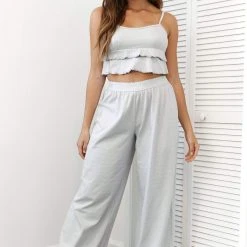 Lounge Underwear Frill Pyjama Trousers - Frost 19 Lounge Underwear Frill Pyjama Trousers - Frost