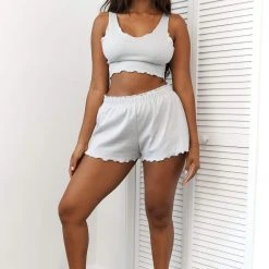 Lounge Underwear Ruffle Pyjama Shorts - Frost 14 Lounge Underwear Ruffle Pyjama Shorts - Frost