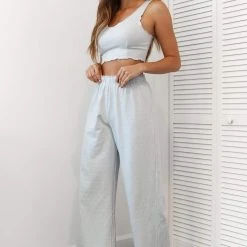 Lounge Underwear Schlaf Ruffle Pyjama Trousers - Frost 18 Lounge Underwear Schlaf Ruffle Pyjama Trousers - Frost