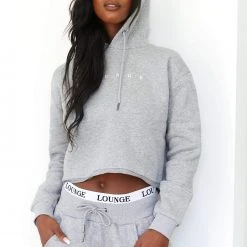 Lounge Underwear Cropped Hoodie - Grey Tops Und Hoodys 10 Lounge Underwear Cropped Hoodie - Grey Tops Und Hoodys