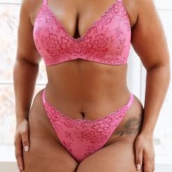 Lounge Underwear Sustainable Lace Magic Bra (Set) - Hot Pink