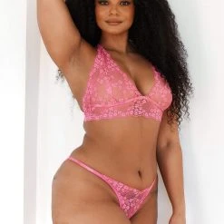 Lounge Underwear Lace Triangle Bra (Set) - Hot Pink 47 Lounge Underwear Lace Triangle Bra (Set) - Hot Pink