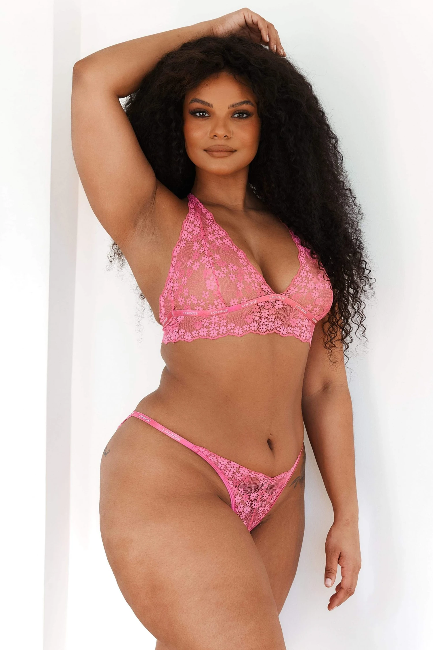 Lounge Underwear Lace Triangle Bra (Set) - Hot Pink 24 Lounge Underwear Lace Triangle Bra (Set) - Hot Pink