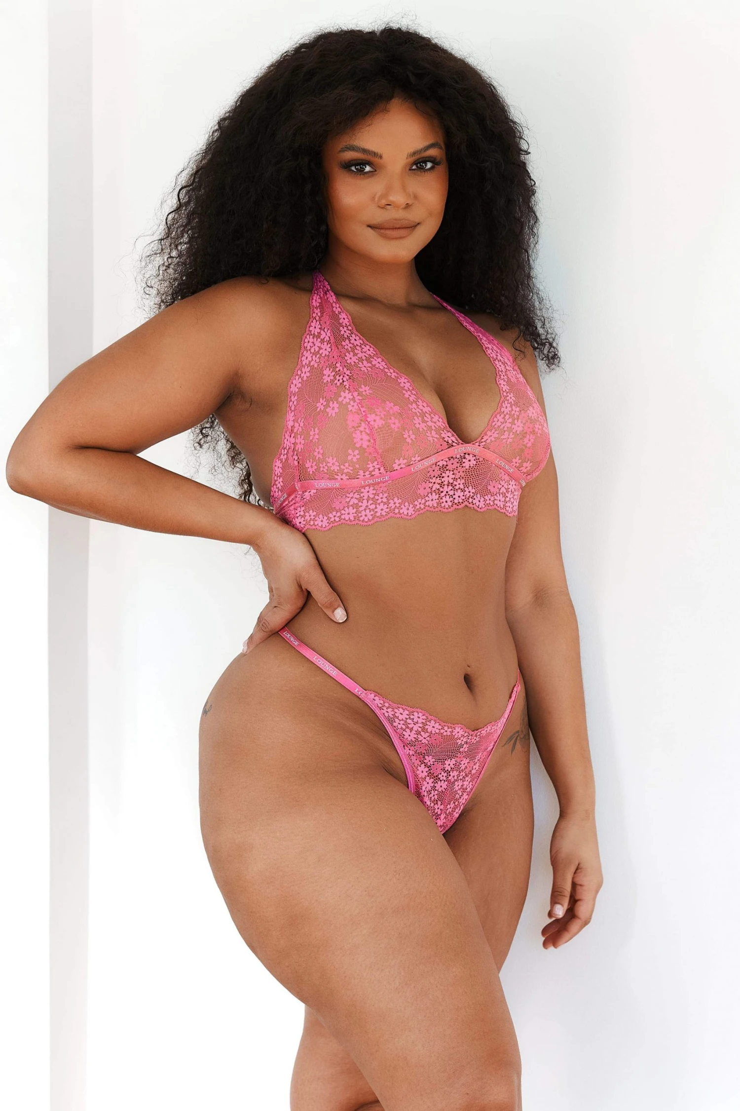 Lounge Underwear Lace Triangle Bra (Set) - Hot Pink 6 Lounge Underwear Lace Triangle Bra (Set) - Hot Pink