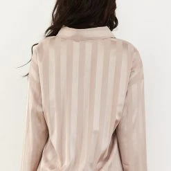 Lounge Underwear Striped Satin Pyjama Shirt - Mink Bestsellers