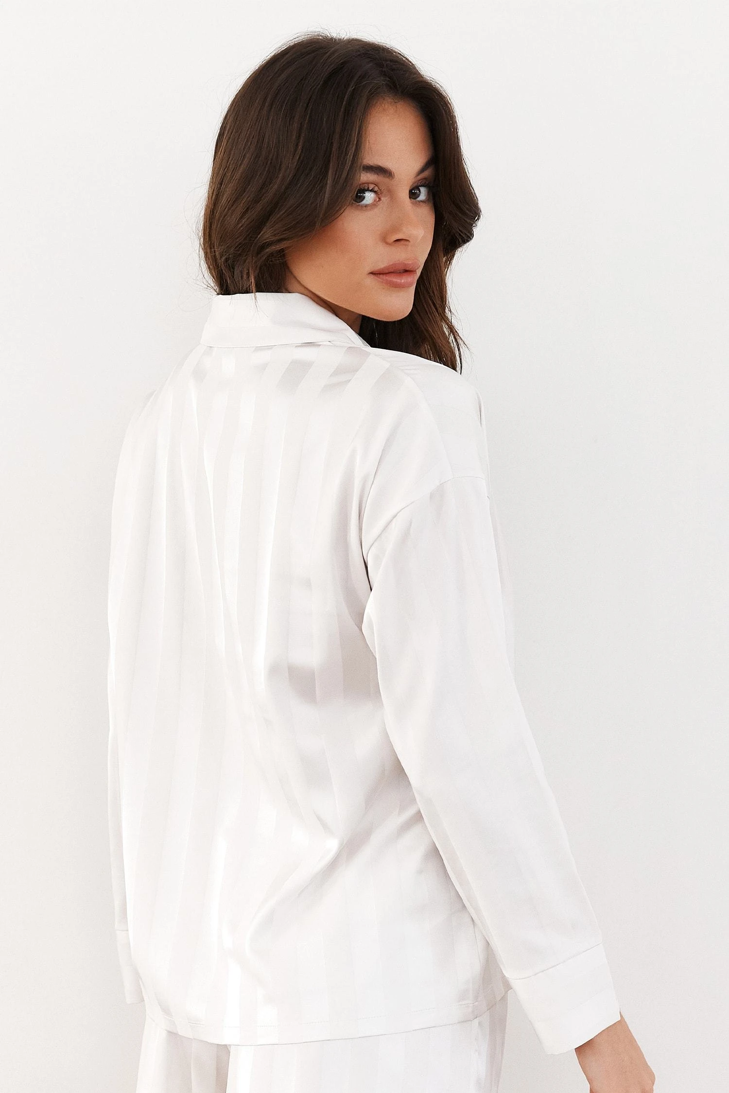 Lounge Underwear Striped Satin Pyjama Shirt - Pearl 4 Lounge Underwear Striped Satin Pyjama Shirt - Pearl