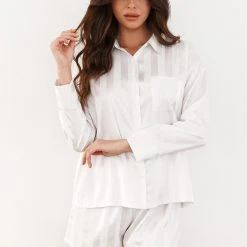 Lounge Underwear Striped Satin Pyjama Shorts - Pearl