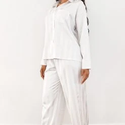 Lounge Underwear Schlaf Striped Satin Pyjama Trousers - Pearl 18 Lounge Underwear Schlaf Striped Satin Pyjama Trousers - Pearl