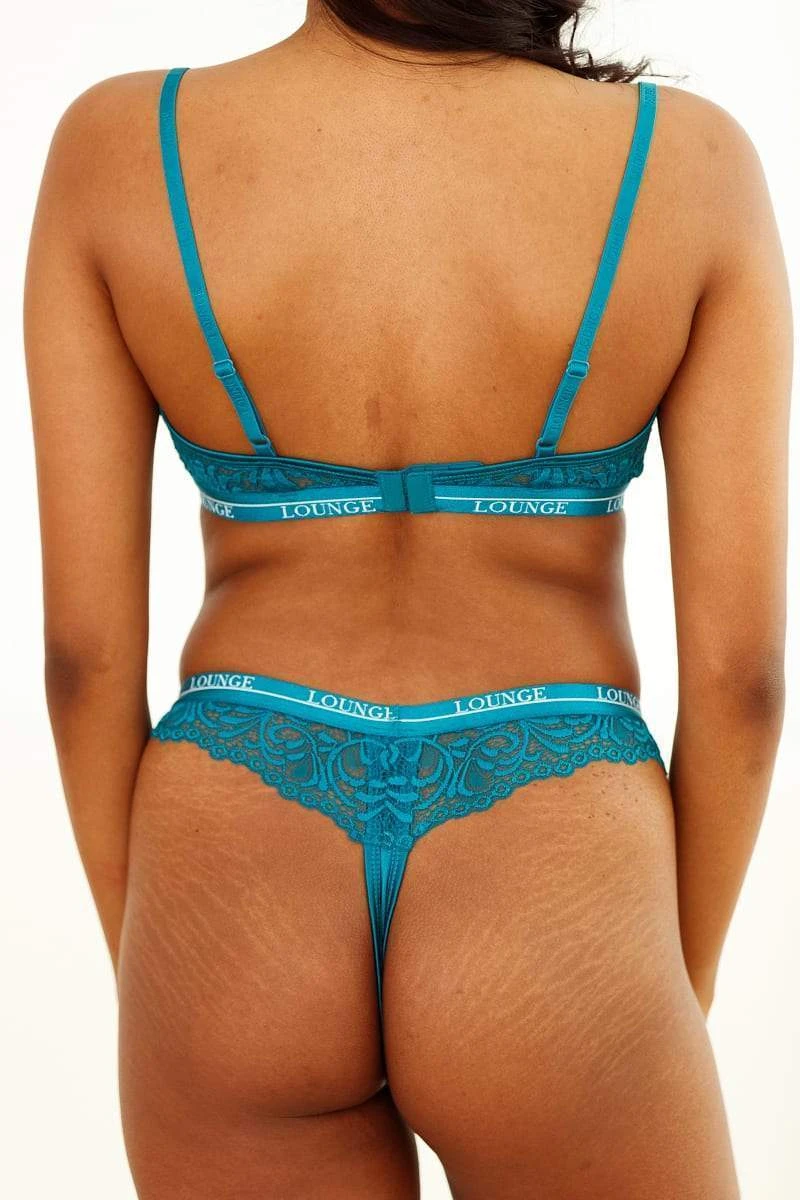 Lounge Underwear Outlet Silk Balcony Bra (Set) - Turquoise 4 Lounge Underwear Outlet Silk Balcony Bra (Set) - Turquoise