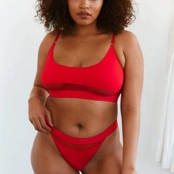 Lounge Underwear BH Ohne Bügel Sets Mesh Bra (Set) - Red