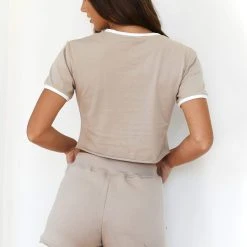 Lounge Underwear Cropped T-Shirt - Mink Tops Und Hoodys 8 Lounge Underwear Cropped T-Shirt - Mink Tops Und Hoodys