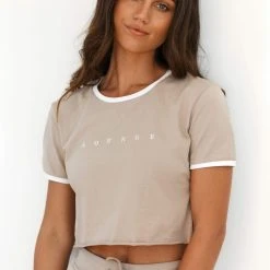 Lounge Underwear Cropped T-Shirt - Mink Tops Und Hoodys 9 Lounge Underwear Cropped T-Shirt - Mink Tops Und Hoodys
