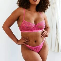 Lounge Underwear Blossom Balcony Bra (Set) - Hot Pink