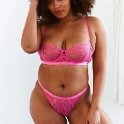 Lounge Underwear Blossom Balcony Bra (Set) - Hot Pink