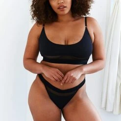 Lounge Underwear Mesh Bra (Set) - Black