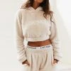 Lounge Underwear Teddy Cropped Hoodie - Oatmeal Cream Tops Und Hoodys 2 Lounge Underwear Teddy Cropped Hoodie - Oatmeal Cream Tops Und Hoodys