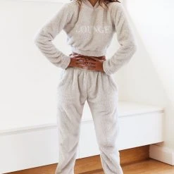 Lounge Underwear Teddy Cropped Hoodie - Frosted Grey Tops Und Hoodys 8 Lounge Underwear Teddy Cropped Hoodie - Frosted Grey Tops Und Hoodys