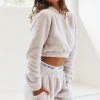 Lounge Underwear Teddy Cropped Hoodie - Frosted Grey Tops Und Hoodys 2 Lounge Underwear Teddy Cropped Hoodie - Frosted Grey Tops Und Hoodys